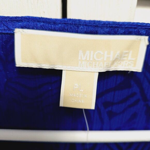 NWT MICHAEL KORS LONG SLEEVE PEPLUM HEM FAUX WRAP TOP/TUNIC ROYAL P/L MSRP $98 - Picture 7 of 10